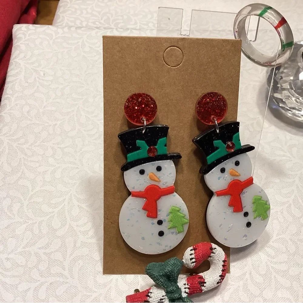 Xmas Accessories Set of Earrings, Pin and Ring